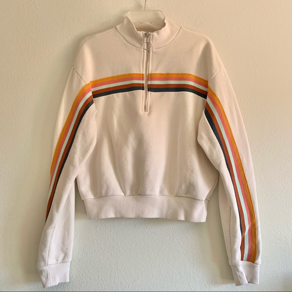 Retro striped sweater with O ring zipper - Picture 2 of 10